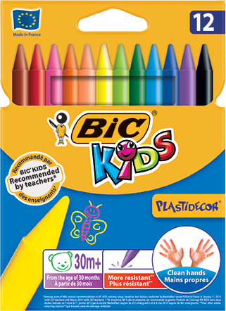Kredki świecowe BIC Kids Plastidecor, 12 sztuk, mix kolorów