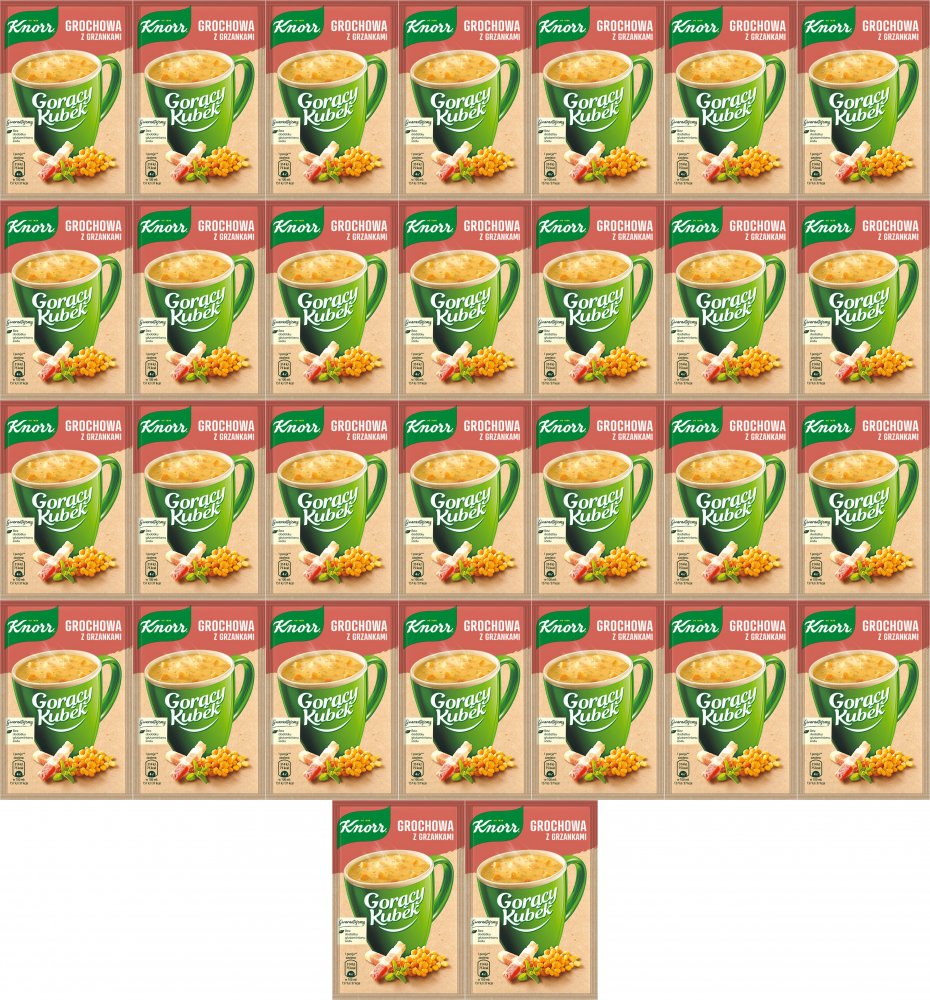 30x Zupa Knorr Gorący Kubek, grochowa z grzankami, 21g