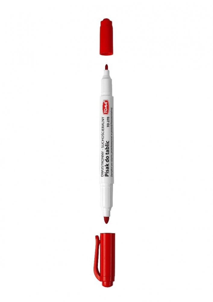Marker suchościeralny Toma 270, dwustronny, okrągła, 0.8/1.5 mm, czerwony