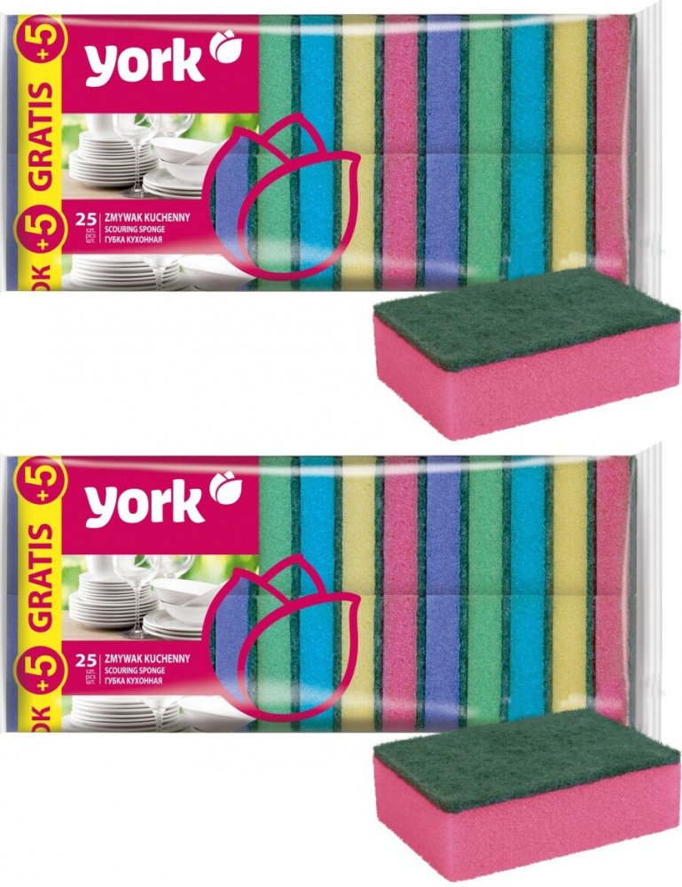 2x Zmywak kuchenny York, 30 sztuk, mix kolorów
