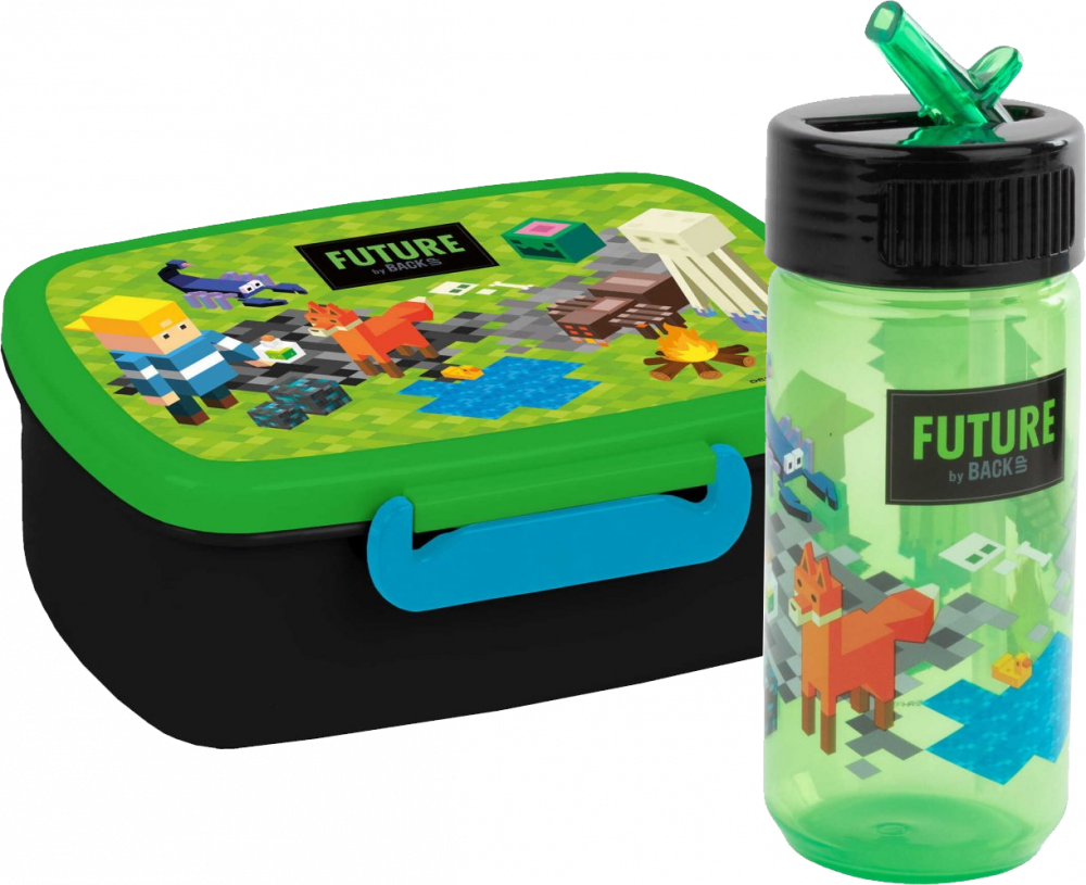 Zestaw: Lunchbox + bidon na wodę BackUP Future, zielony