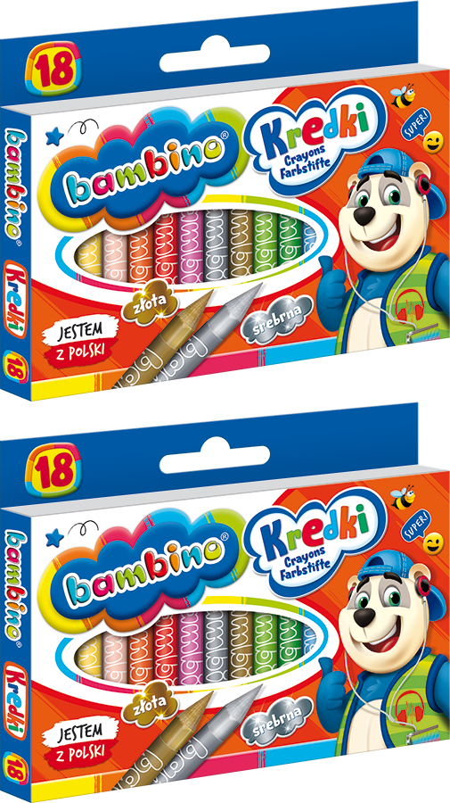2x Kredki Bambino Zwierzaki Uczniaki, 18 sztuk, mix kolorów