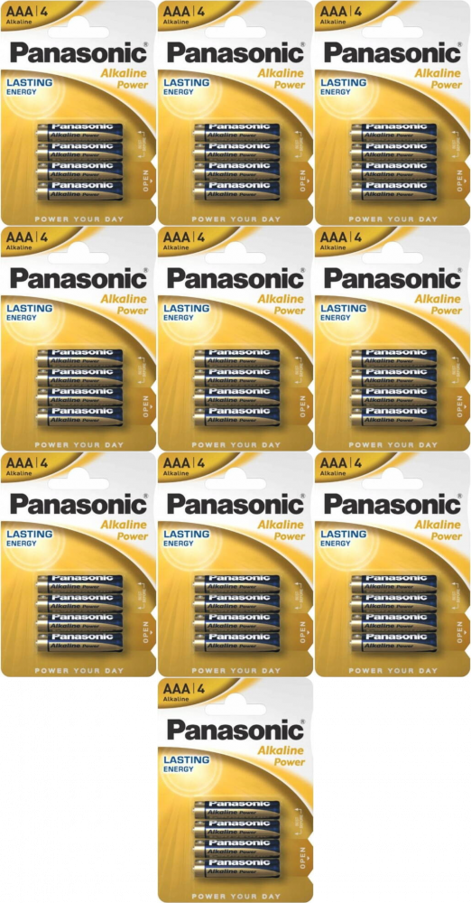 10x Bateria alkaliczna Panasonic Alkaline Power, AAA, 1.5V, LR03, 4 sztuki