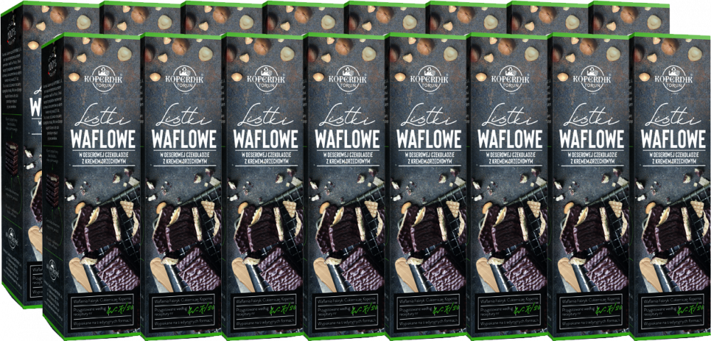 16x Listki waflowe w deserowej czekoladzie Kopernik Premium, z kremem orzechowym, 112g