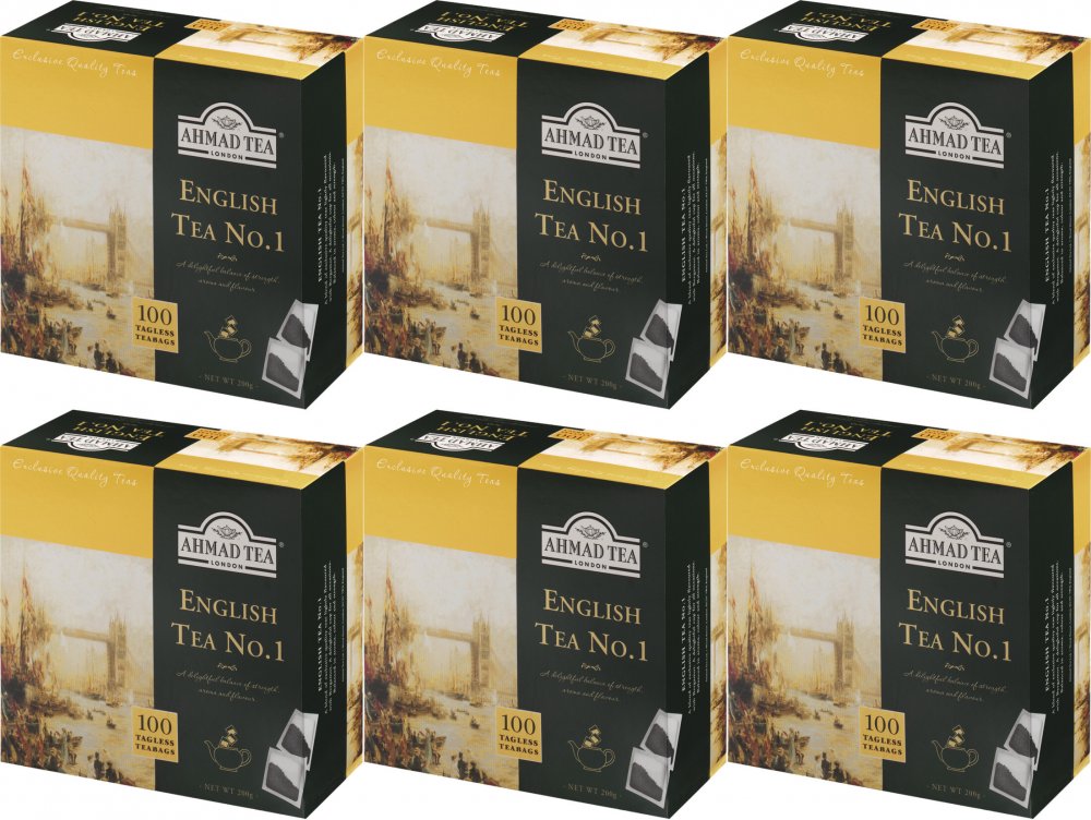 6x Herbata czarna w torebkach bez zawieszki Ahmad Tea English No.1, 100 sztuk x 2g