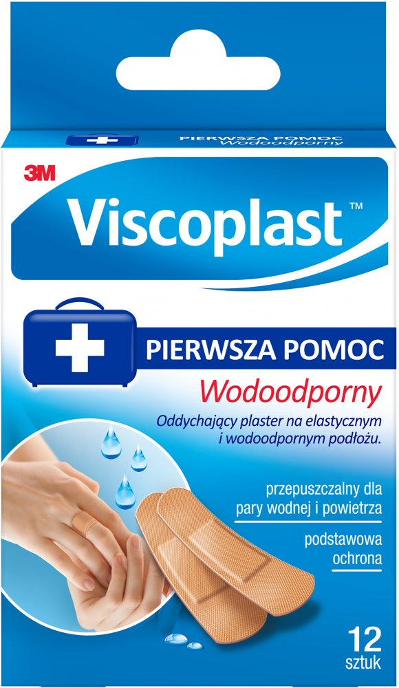 Zestaw plastrów opatrunkowych Viscoplast, wodoodporne, 12 sztuk, 2 rozmiary