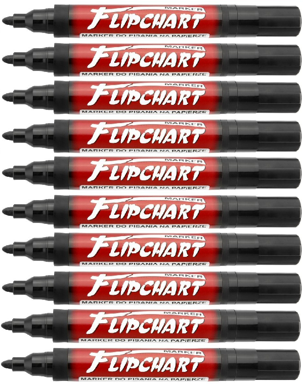 10x marker do flipchartów Kamet Standard, okrągła, 5mm, czarny