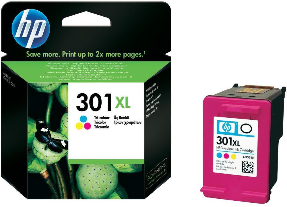 Tusz Hp 301XL (CH564EE), 300 stron, CMY cyan (błękitny), magenta (purpurowy), yellow (żółty)