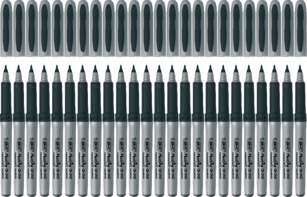 24x Marker Bic Ultra Fine, do płyt CD/DVD, okrągła, 0.8mm, czarny