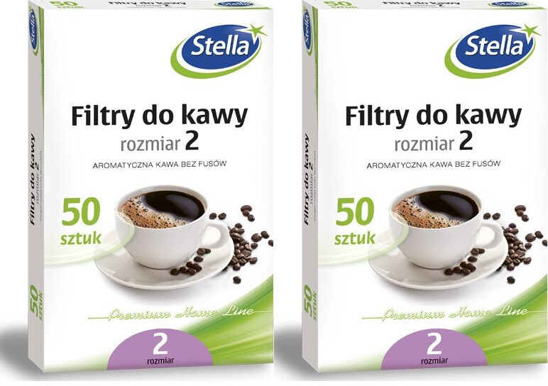 2x Filtry do kawy Stella, rozmiar 2, 50 sztuk, brązowy