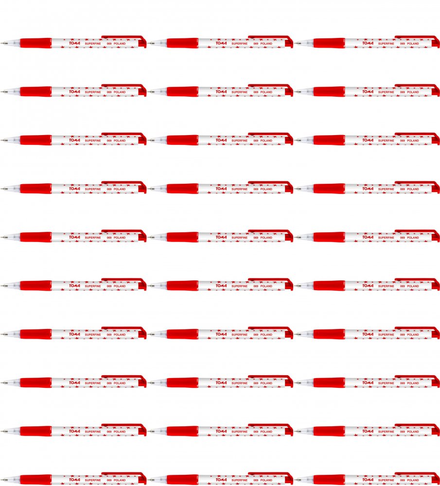 30x Długopis automatyczny Toma, Superfine 069, 0.5mm, czerwony