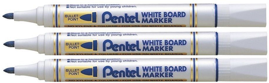 3x marker suchościeralny Pentel MW85, okrągła, 4.4mm, niebieski
