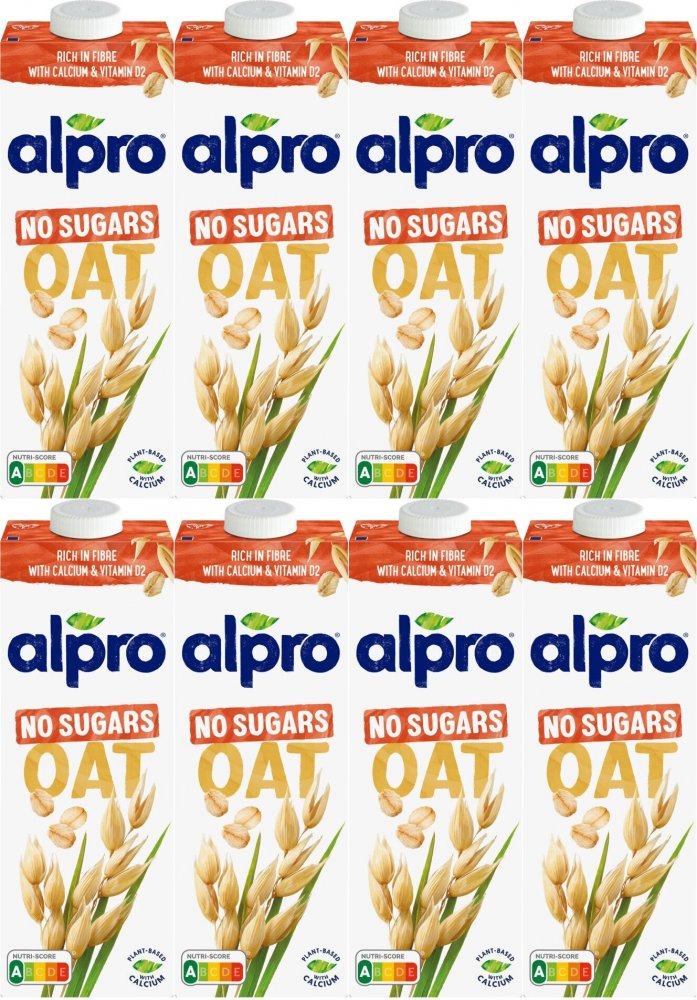 8x Napój owsiany Alpro, bez cukru, 1l