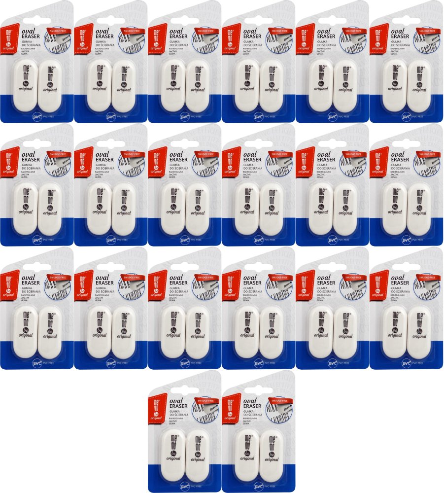 20x Gumka ołówkowa MemoBe Oval, 2 sztuki, biały