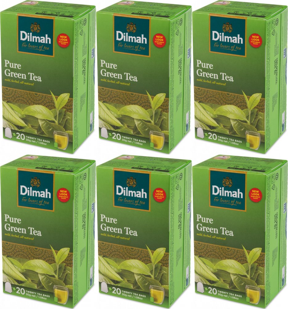 6x Herbata zielona w torebkach Dilmah Green Tea Pure Green, 20 sztuk x 1.5g