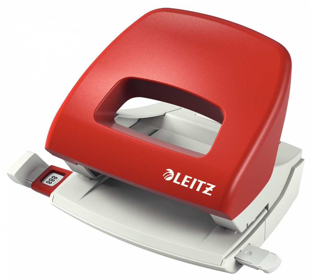 Dziurkacz Leitz New NeXXt, średni, do 16 kartek, czerwony