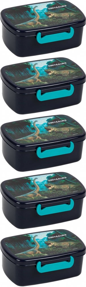 5x Lunchbox Derform A Dinozaur 19, 16.5x10x7cm, niebieski