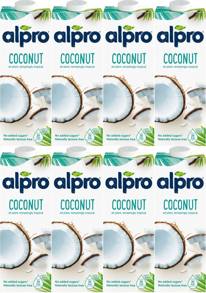 8x Napój kokosowy Alpro, z dodatkiem ryżu, bez cukru, 1l