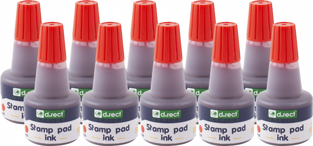 10x Tusz do stempli D.Rect, 30ml, czerwony