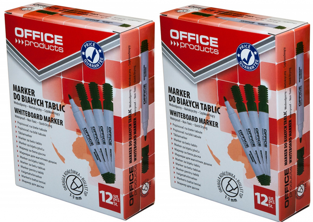 24x marker suchościeralny Office Products, okrągła, 1-3mm, zielony
