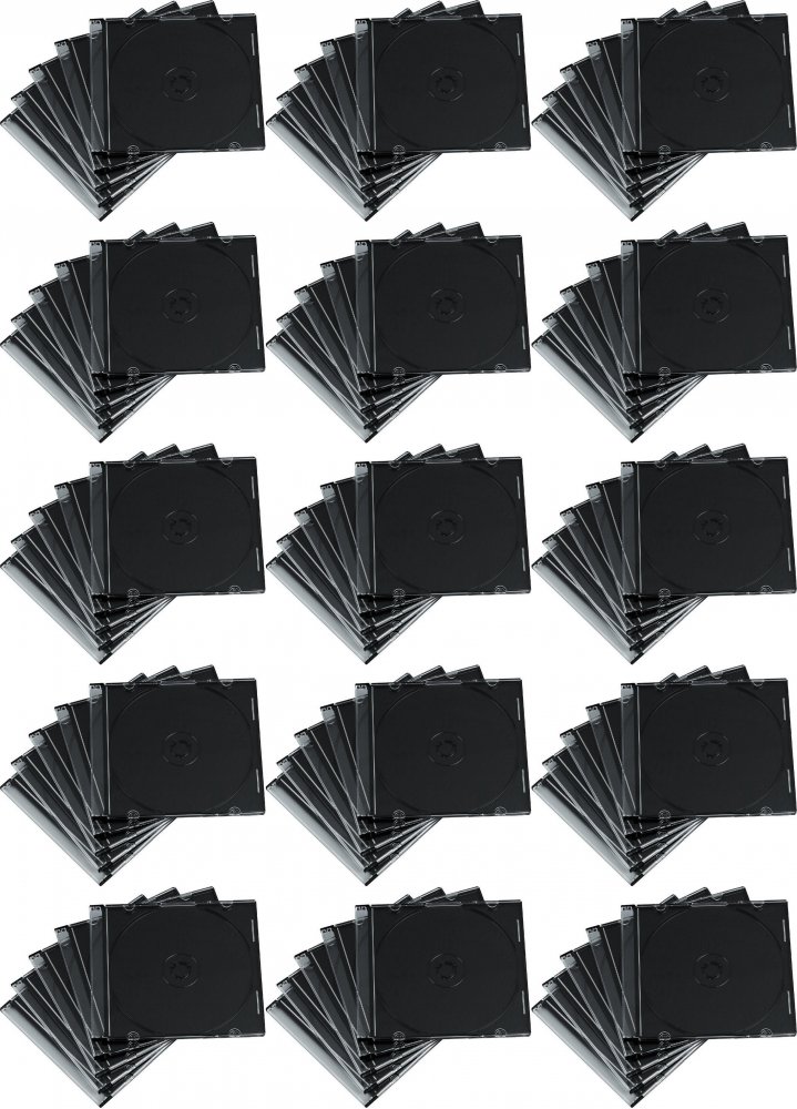 15x Pudełko slim na płytę CD/DVD Omega, plastikowe, 1 sztuka, czarny