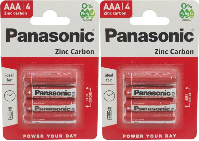 2x Bateria cynkowo-węglowa Panasonic, 1.5V, AAA/R3, 4 sztuki