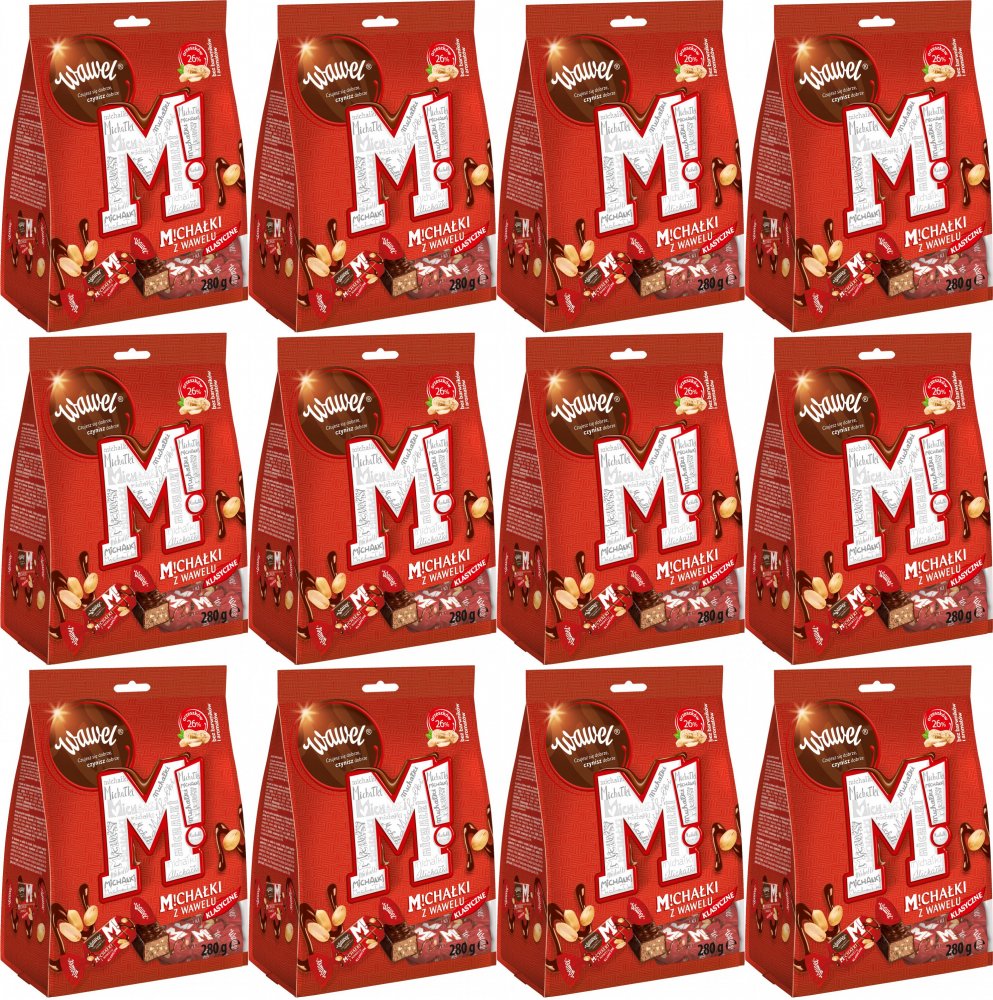 12x Cukierki Michałki Wawel, orzechowy w deserowej czekoladzie, 245g
