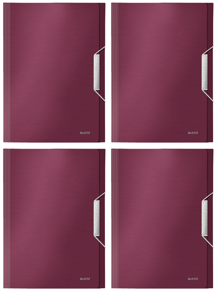 4x Teczka z przegródkami Leitz Style, A4, 6 przegródek, grzbiet 38mm, rubinowa czerwień
