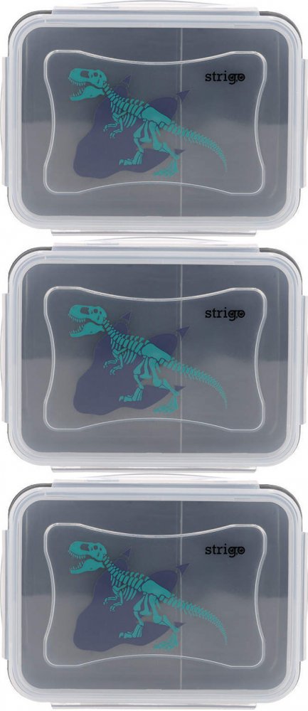 3x Lunchbox Strigo Noise, 16.5x12x6.5cm, transparentny