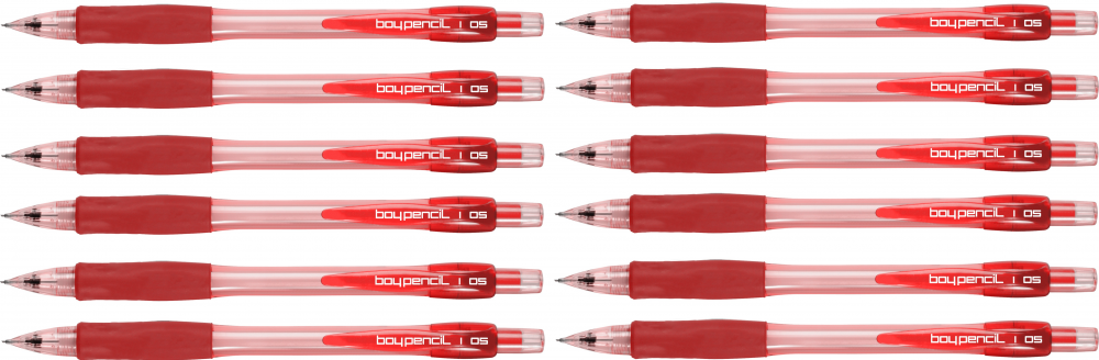 12x Ołówek automatyczny Rystor Boy-Pencil, 0.5mm, z gumką, czerwony