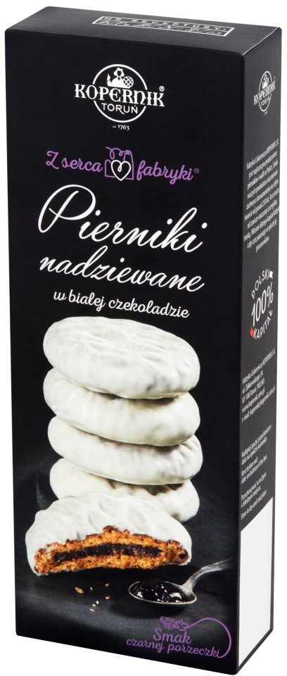 Pierniki nadziewane Kopernik, czarna porzeczka w białej czekoladzie, 145g