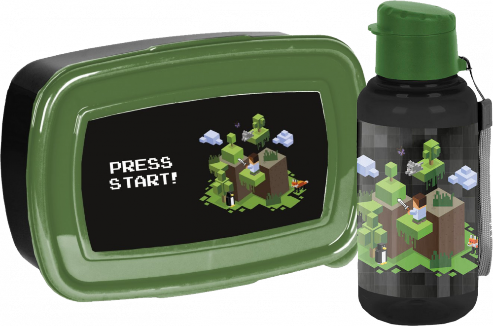 Zestaw: Lunchbox + bidon na wodę Paso Minecraft, bez BPA