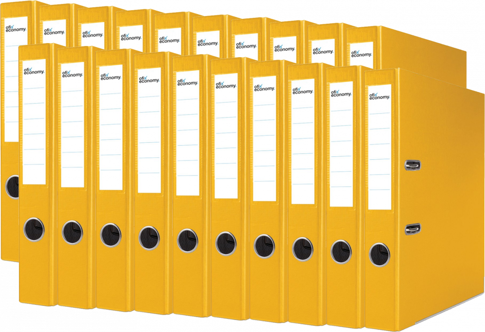 20x Segregator A4 Ofix Economy, z wyklejką, 50mm, do 350 kartek, żółty