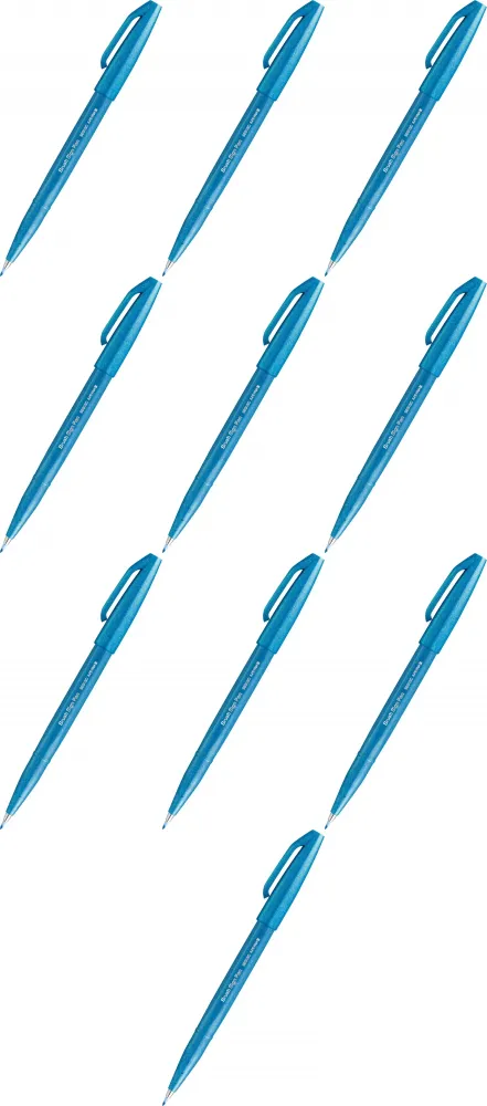 10x Pisak pędzelkowy do kaligrafii Pentel Brush Sign Pen SES15C, 2.07mm, błękitny