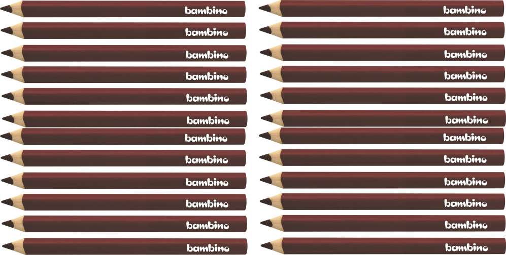 2x Kredki Bambino, w oprawie drewnianej, trójkątne, 12 sztuk, brązowy