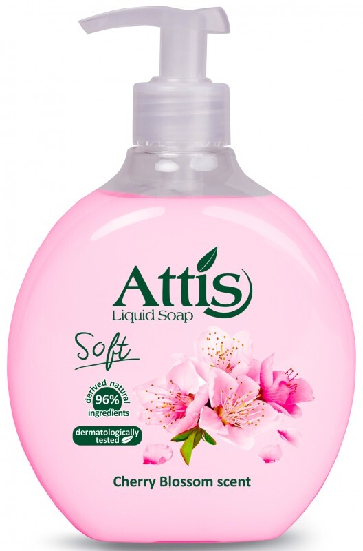 Mydło w płynie Attis Soft Gold Drop, kwiat wiśni, z dozownikiem, 500ml