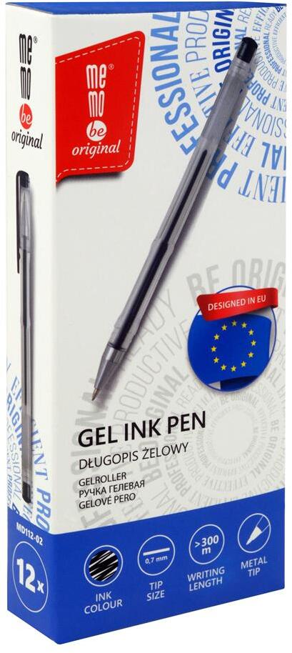 12x Długopis żelowy MemoBe, 0.7mm, czarny