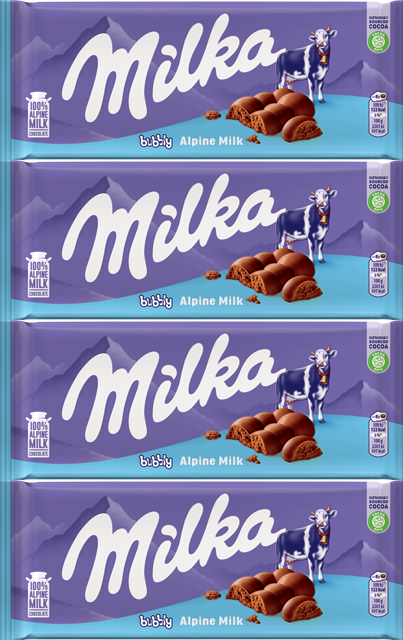 4x Czekolada Milka Bubbly Milk, 90g
