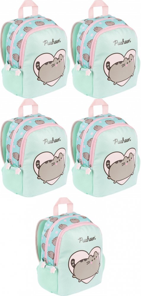 5x Plecak Pusheen Mint D6, dla przedszkolaka, dwukomorowy, 11.5"