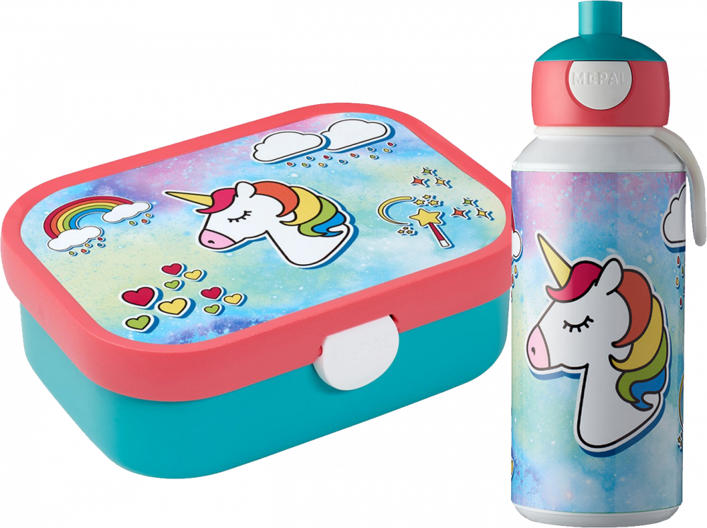 Zestaw Lunchbox Mepal Campus, unicorn, 750ml + Bidon Mepal Pop-up Campus, unicorn, 400ml