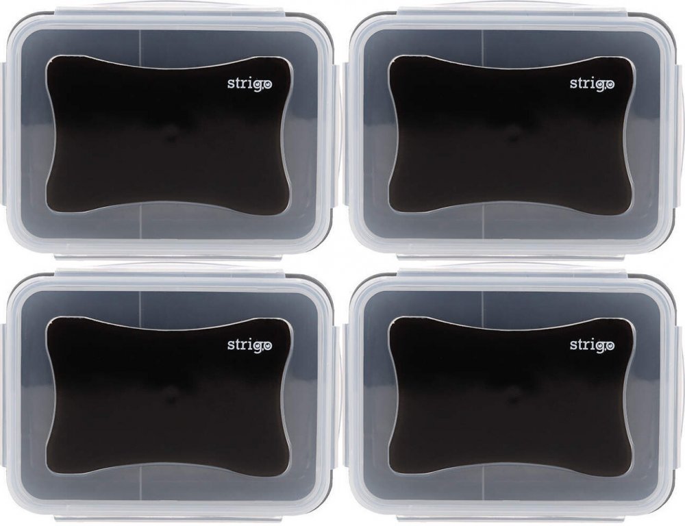 4x Lunchbox Strigo Classic, 16.5x12x6.5cm, transparentny/czarny