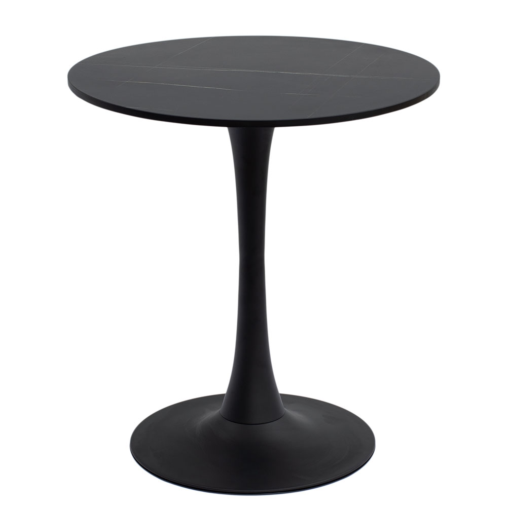Stolik kawiarniany kawowy restauracyjny czarny Fi70cm masa marmurowa