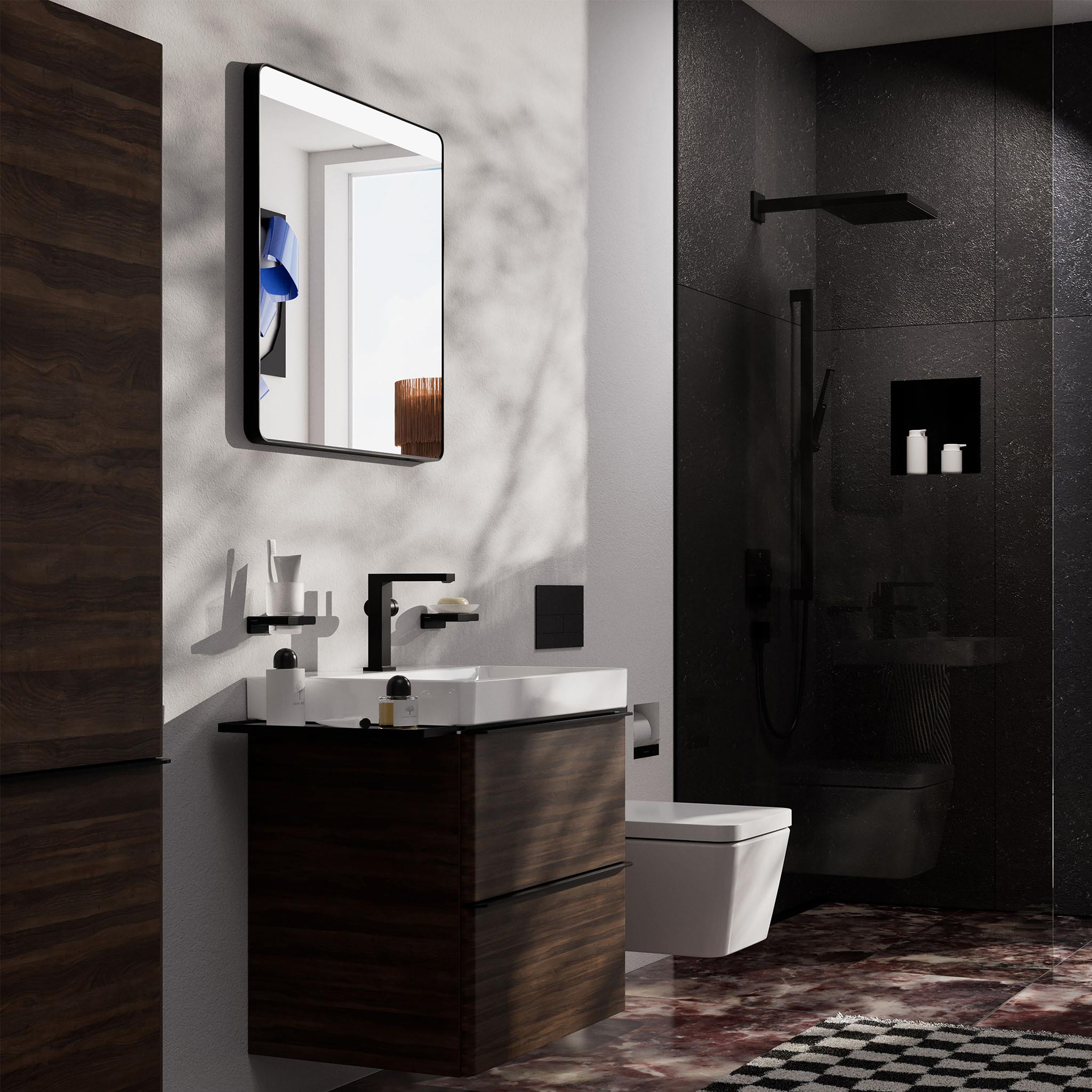 Hansgrohe Xelu Q szafka 58 cm podumywalkowa wisząca ciemny orzech/czarny mat 54026670