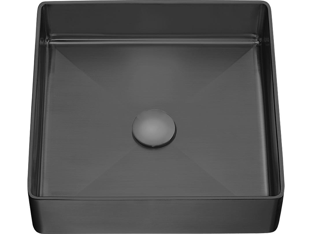 Laveo Pola umywalka 36x36 cm stalowa nablatowa czarna VUP722S
