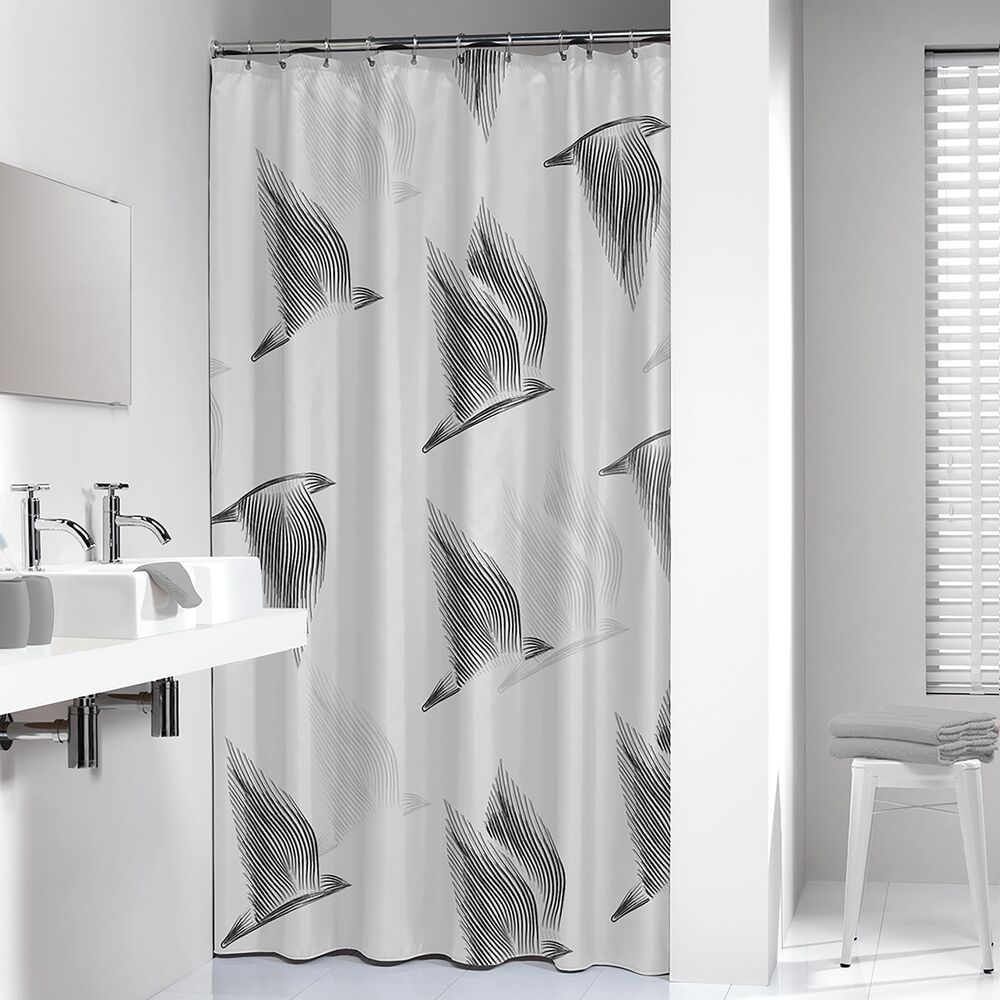 Sealskin Birds zasłona prysznicowa 180x200 cm poliester czarny/biały 800141