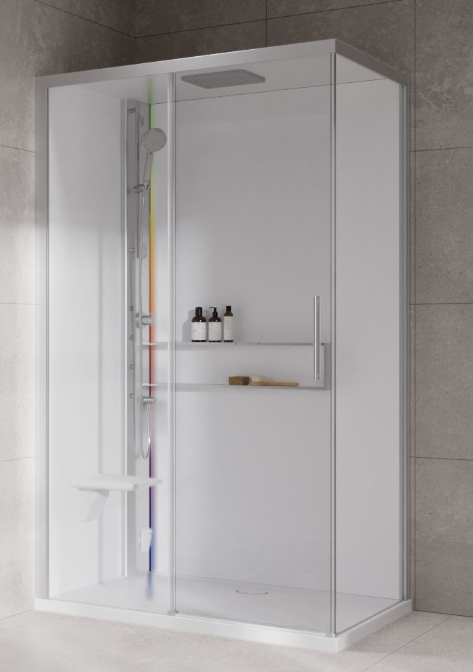 Novellini Glax 2 2.0 2P kabina z hydromasażem 120x90 cm parowa z brodzikiem lewa srebrna G222P290SM5-1BB