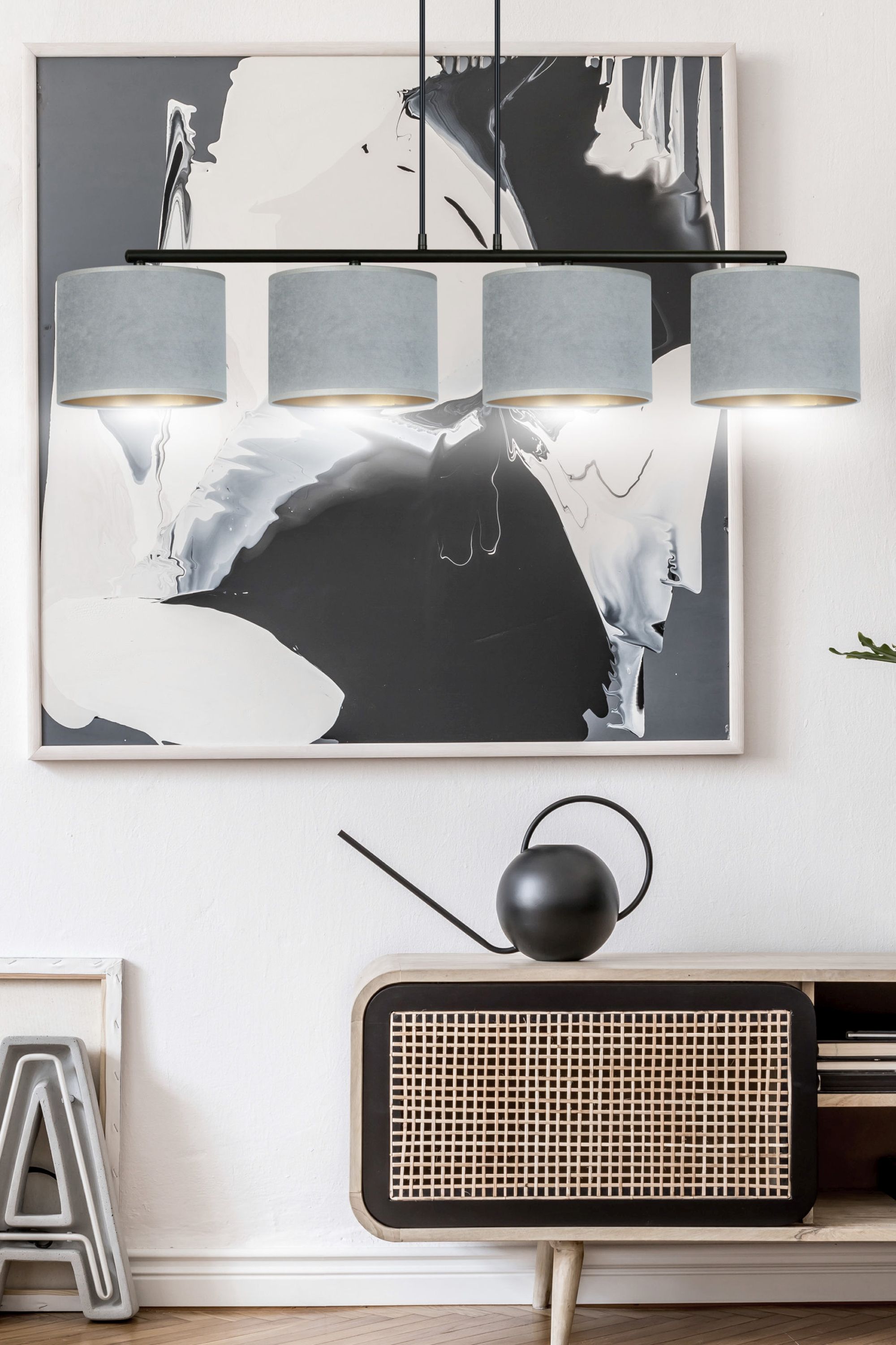 Emibig Hilde lampa wisząca 1x15 W czarna-złota-szary/popielaty 1050/4