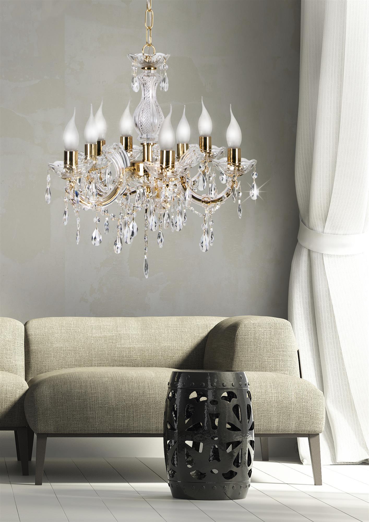 Candellux Maria Teresa lampa wisząca 8x40W złoty 38-94653