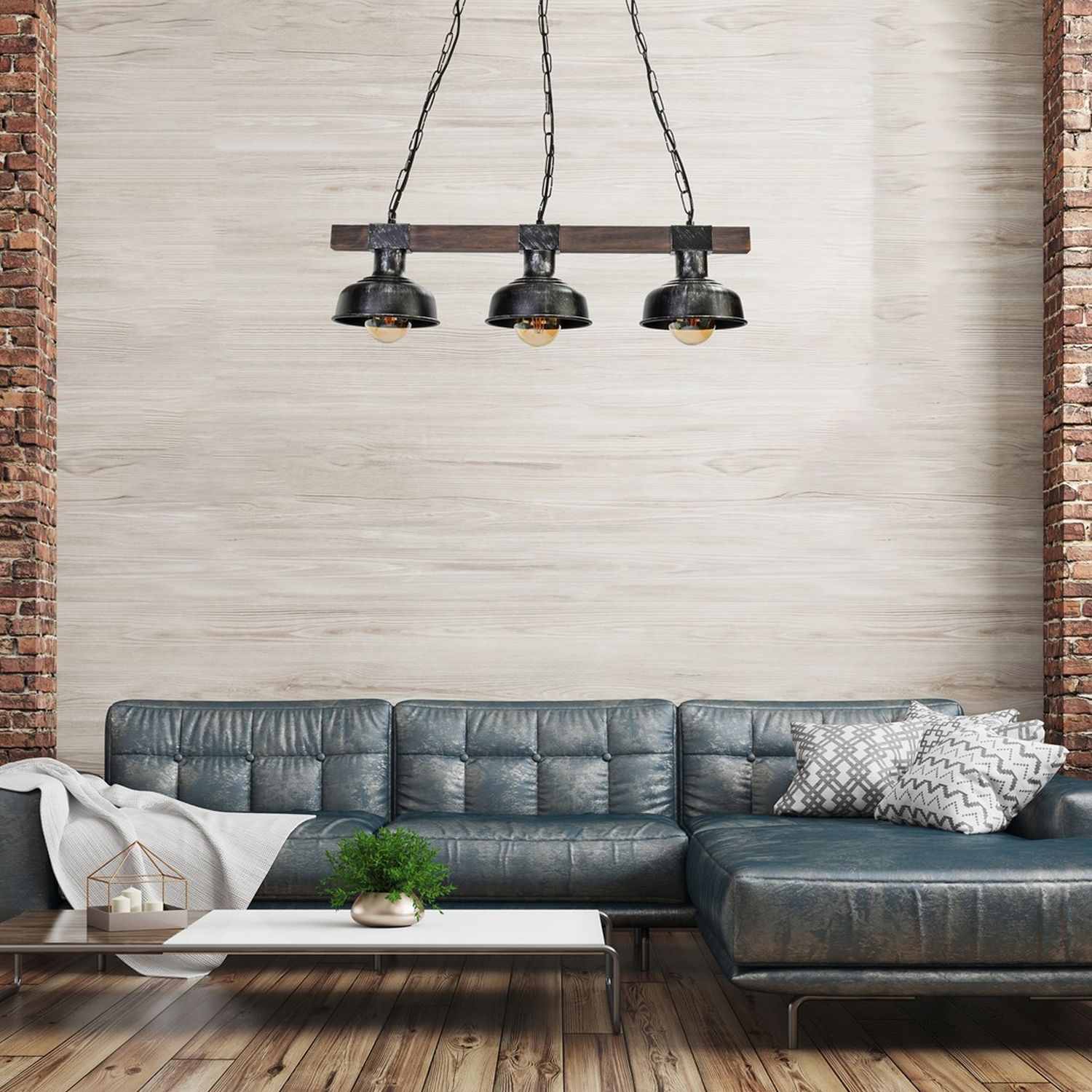 Milagro Faro lampa wisząca 3x60W czarno/drewniana MLP6243