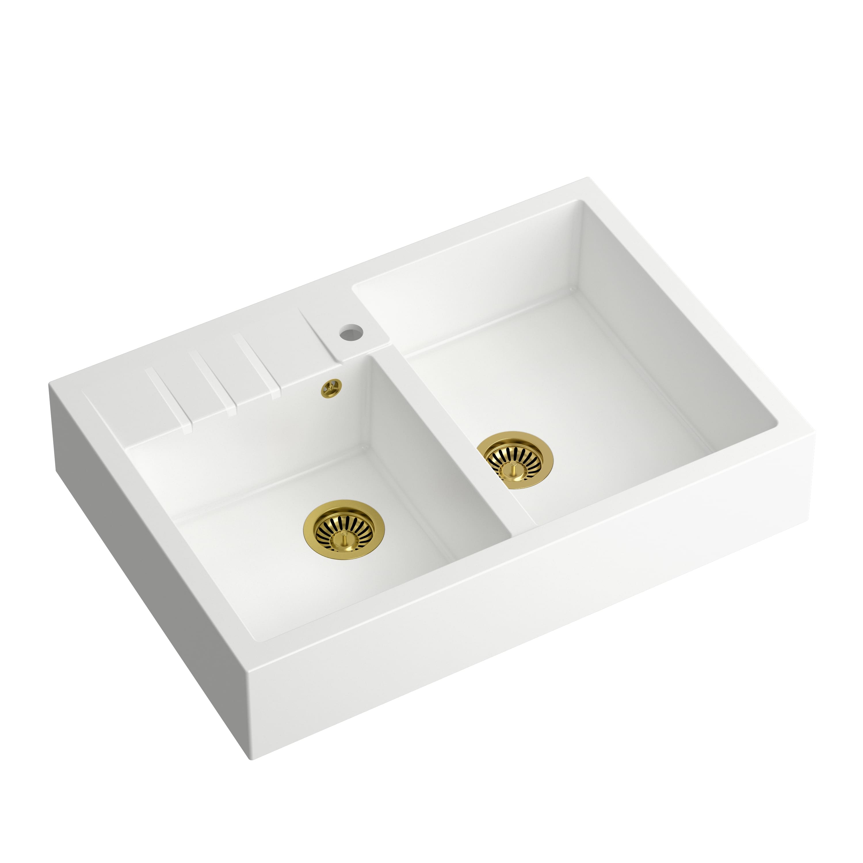 Quadron Bill 120 zlewozmywak 90x62 cm GraniteQ snow white/złoty HCQB9062U1_PVDG1
